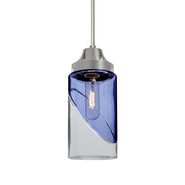 Besa Lighting Blink Cord Pendant, Trans. Blue/Clear, Satin Nickel Finish, 1x60W Incandescent 1JT-BLINKBL-SN - main